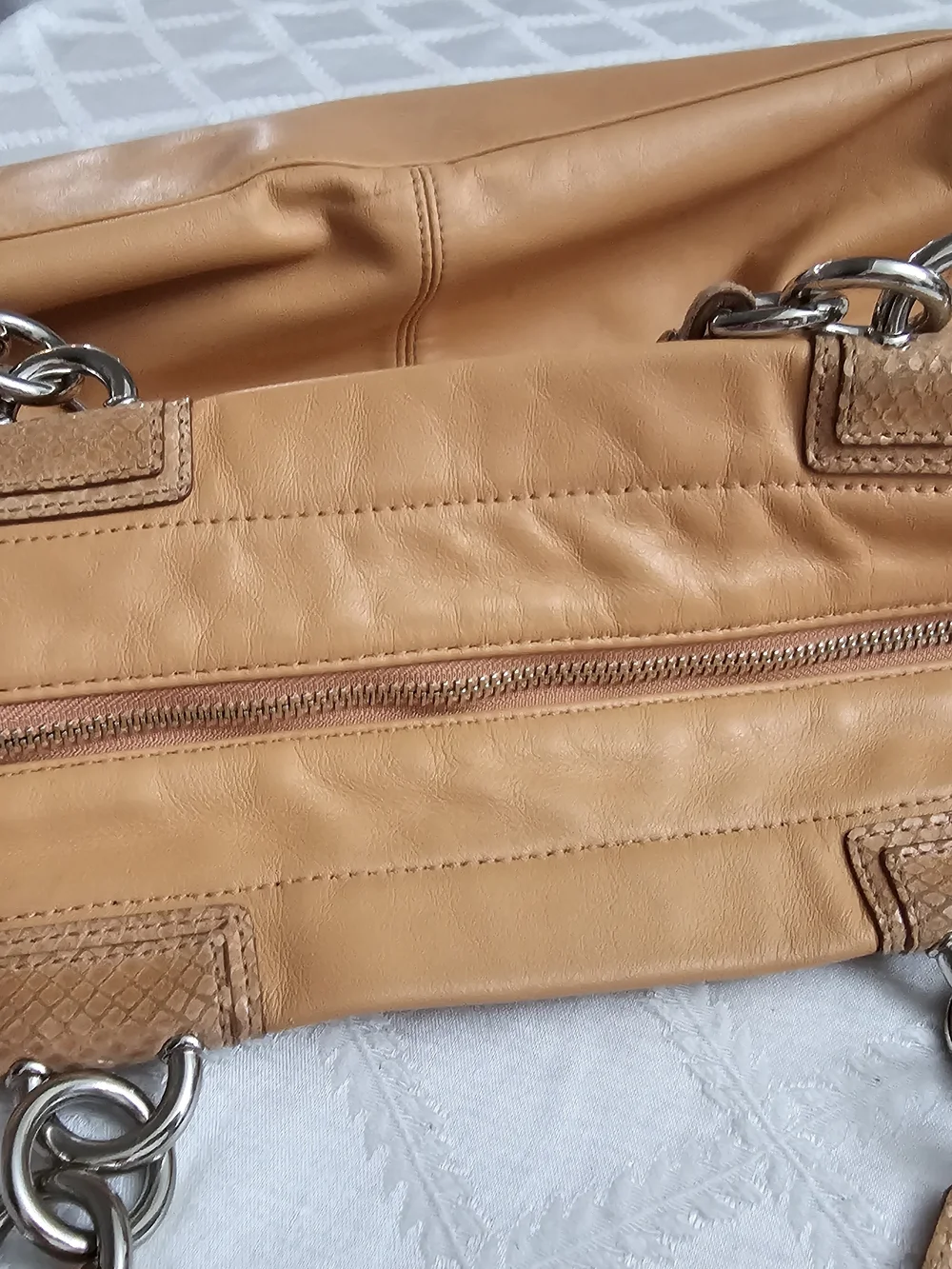Coach Penelope Carryall Leather Tote Bag with Turn-Lock Closure